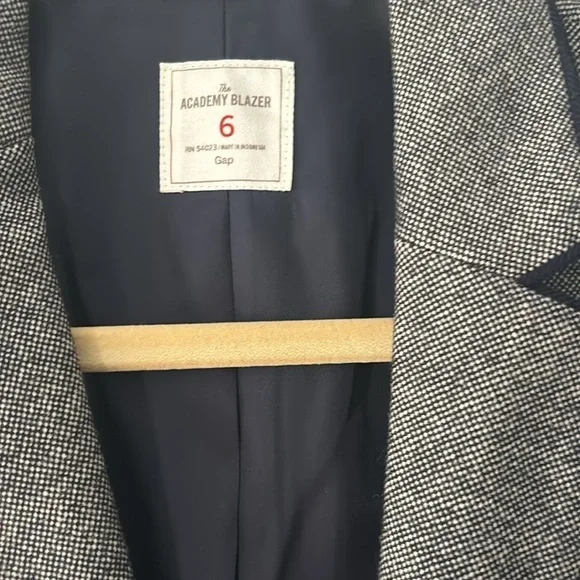 -Gap Grey & Navy Piped Elbow Patch Academy Blazer 0 - Picture 6 of 7